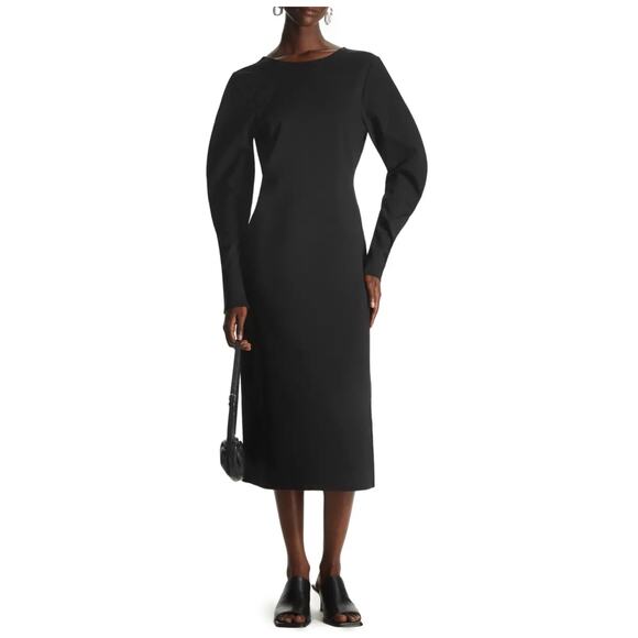 COS Tie Back Long Sleeve Midi Dress Size Small - Picture 1 of 12